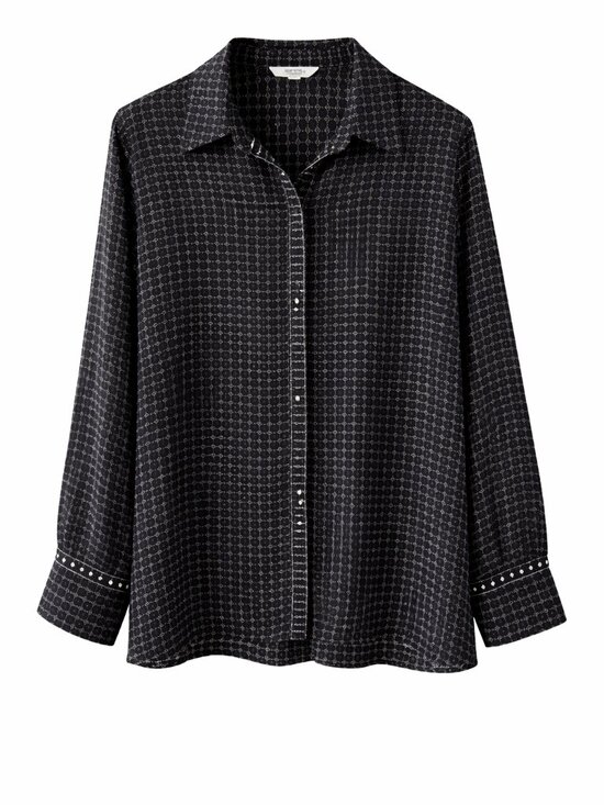 Max Studio Tops - Max Studio 2X Black White Geometric Blouse Button Front Plus Size Top